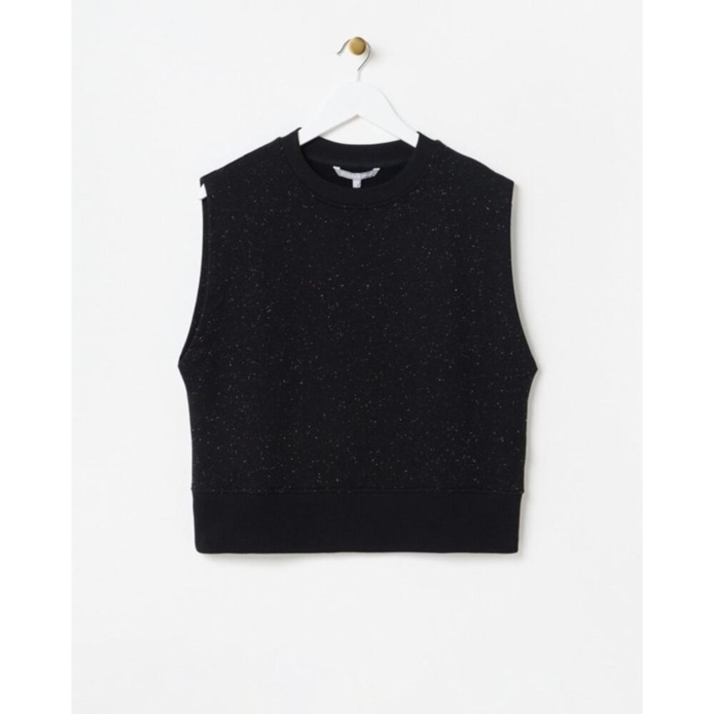 Olivar Bonas Black  Speckled Sleeveless Sweatshirt Vest Size 12